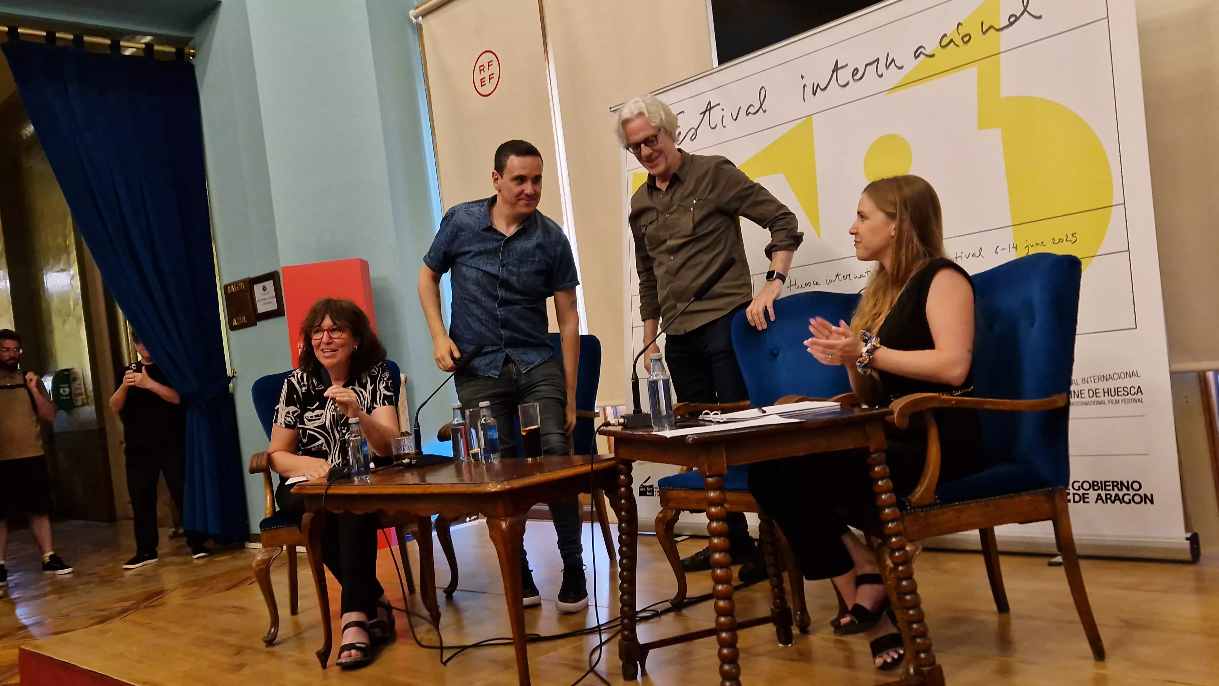 Stewart Copeland y Pablo Aragüés en el Festival de Cine de Huesca. Foto Myriam Martínez