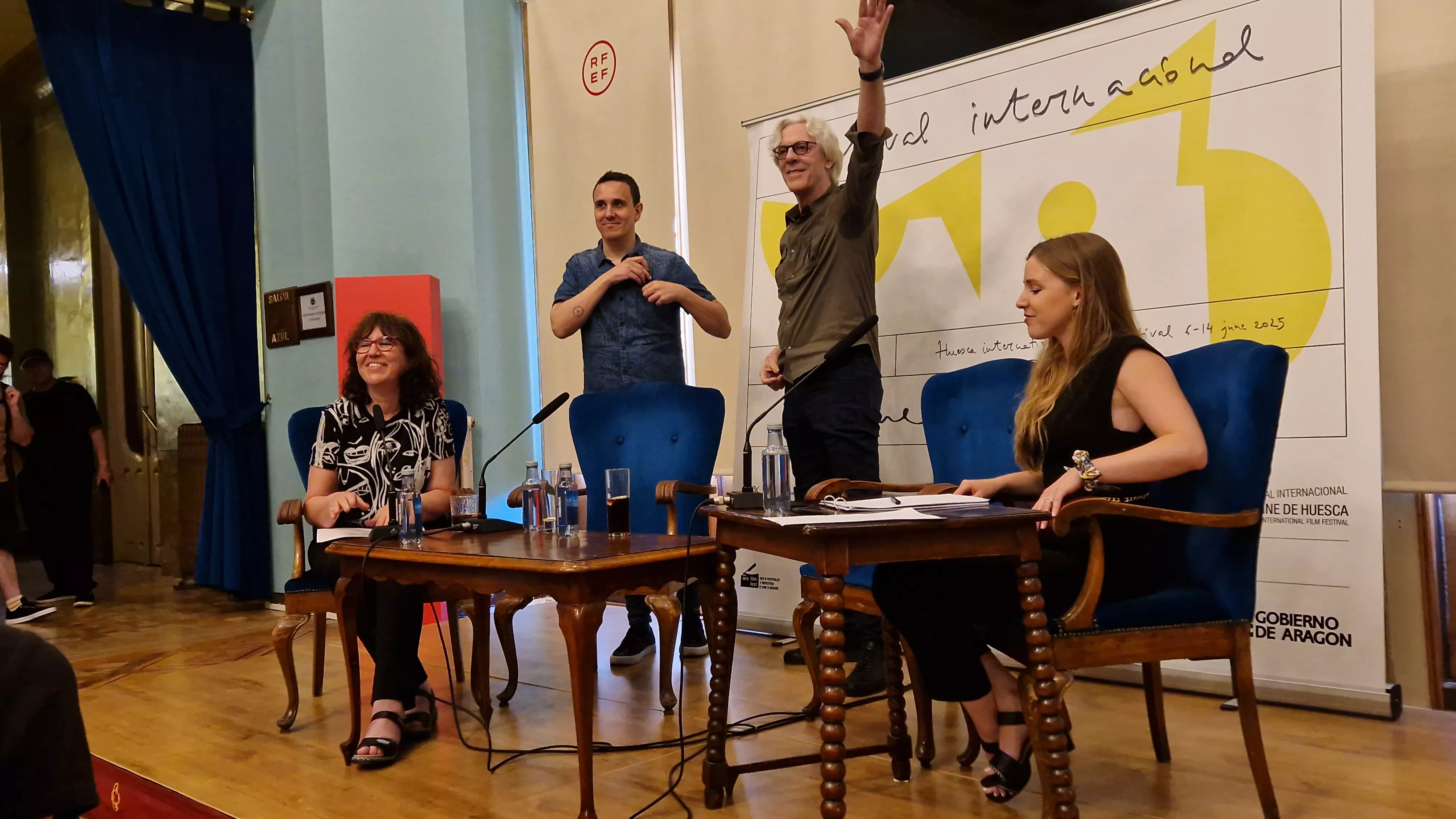 Stewart Copeland y Pablo Aragüés en el Festival de Cine de Huesca. Foto Myriam Martínez