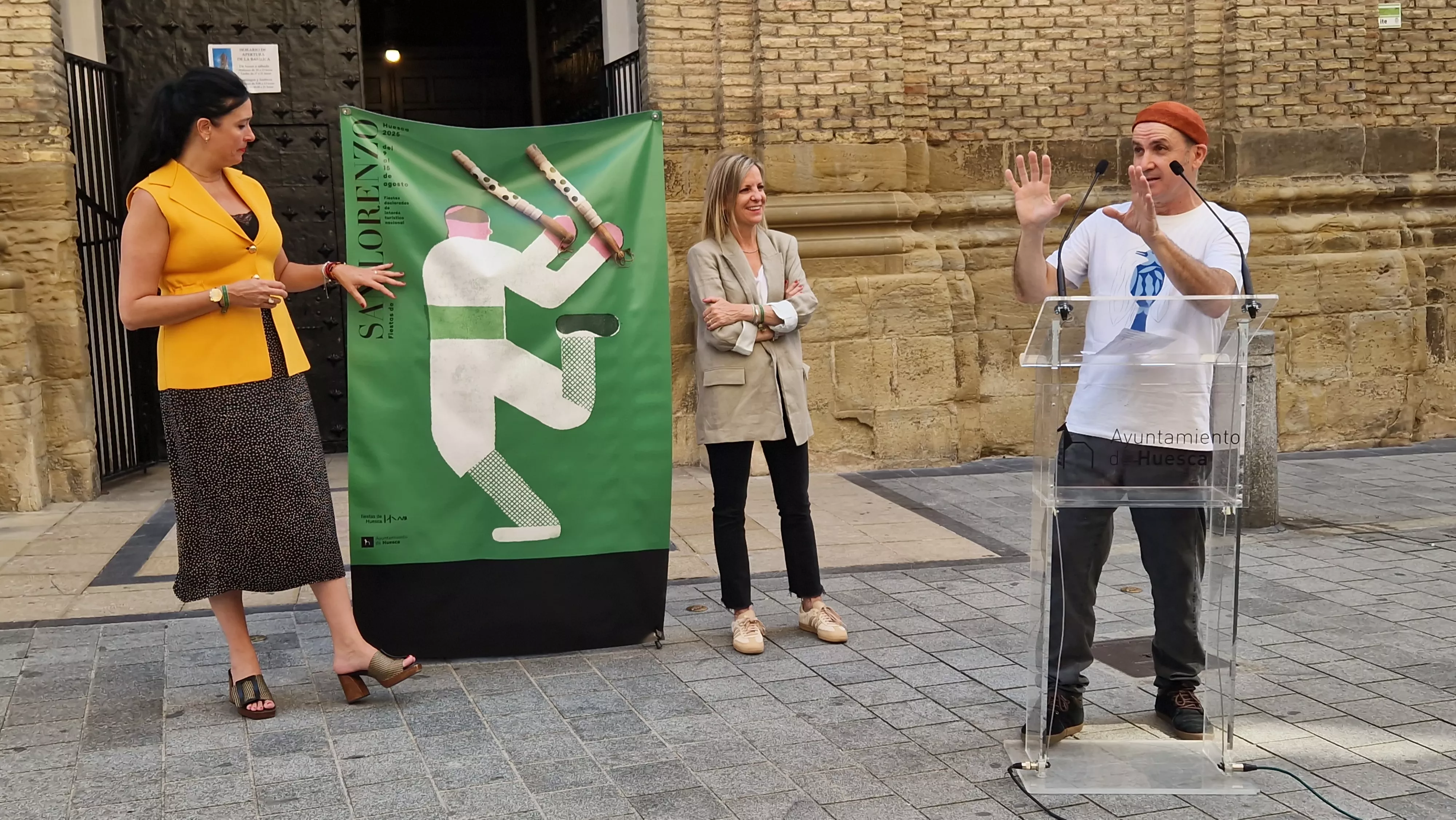 Presentación del cartel de San Lorenzo 2025 obra de Isidro Ferrer. Foto Myriam Martínez