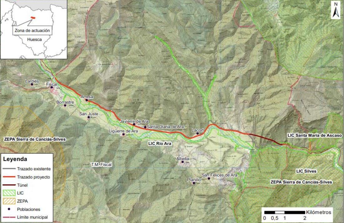 Licitan el proyecto de mejora de la N-260 entre el túnel de Balupor y Fiscal en Huesca
