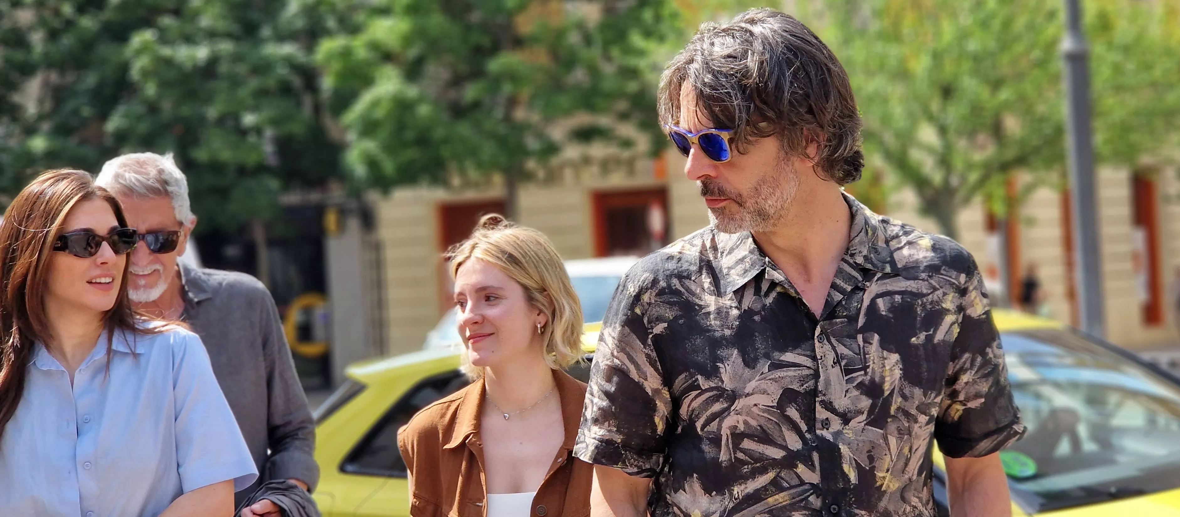 Equipo de "Parecido a un asesinato" en Huesca. Foto Myriam Martínez