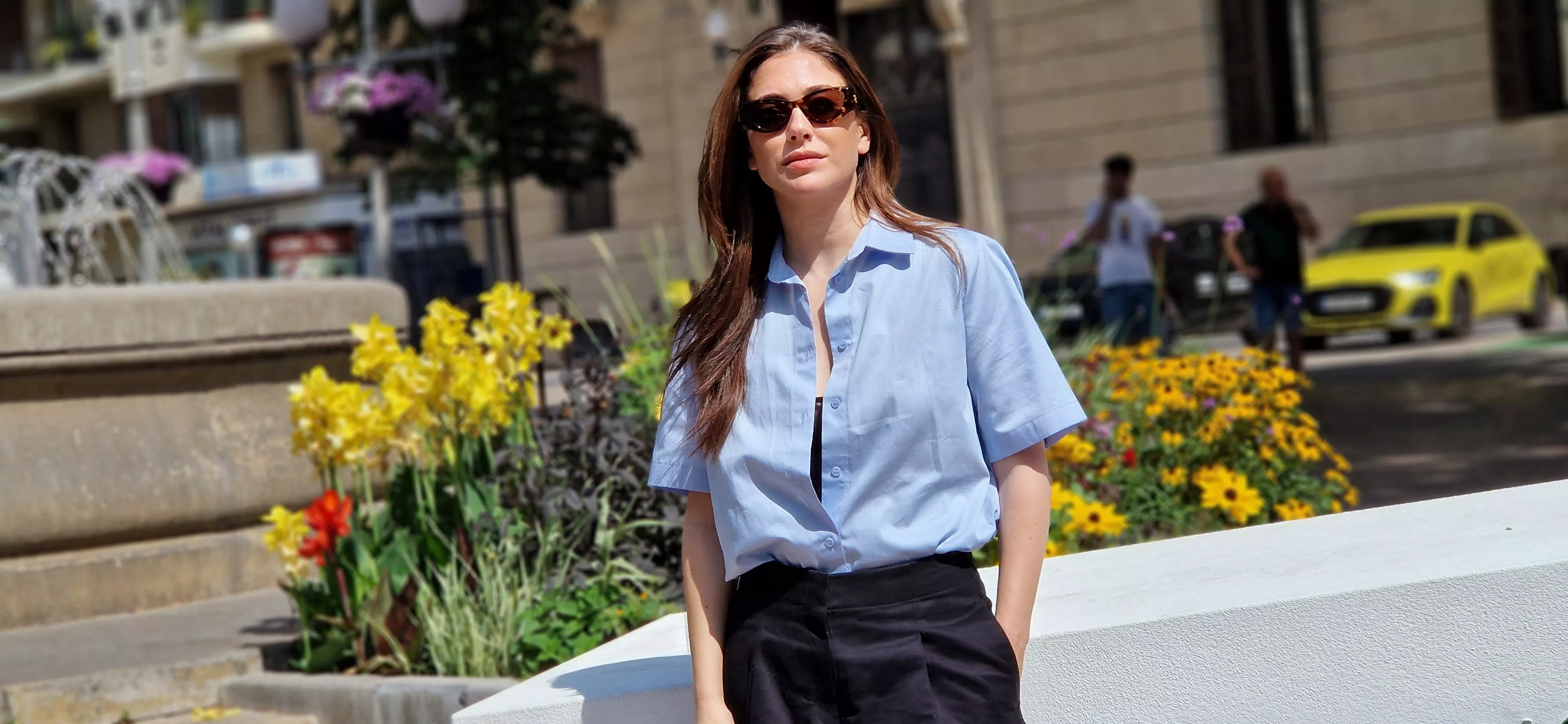 Blanca Suárez. Equipo de "Parecido a un asesinato" en Huesca. Foto Myriam Martínez