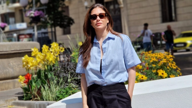 Blanca Suárez. Equipo de "Parecido a un asesinato" en Huesca. Foto Myriam Martínez