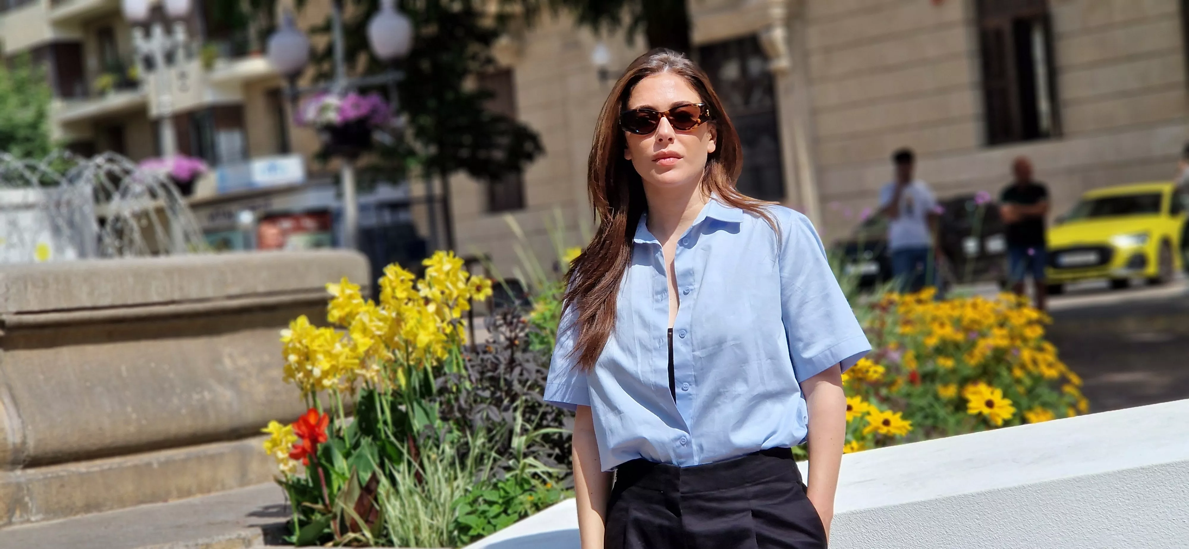 Blanca Suárez. Equipo de "Parecido a un asesinato" en Huesca. Foto Myriam Martínez