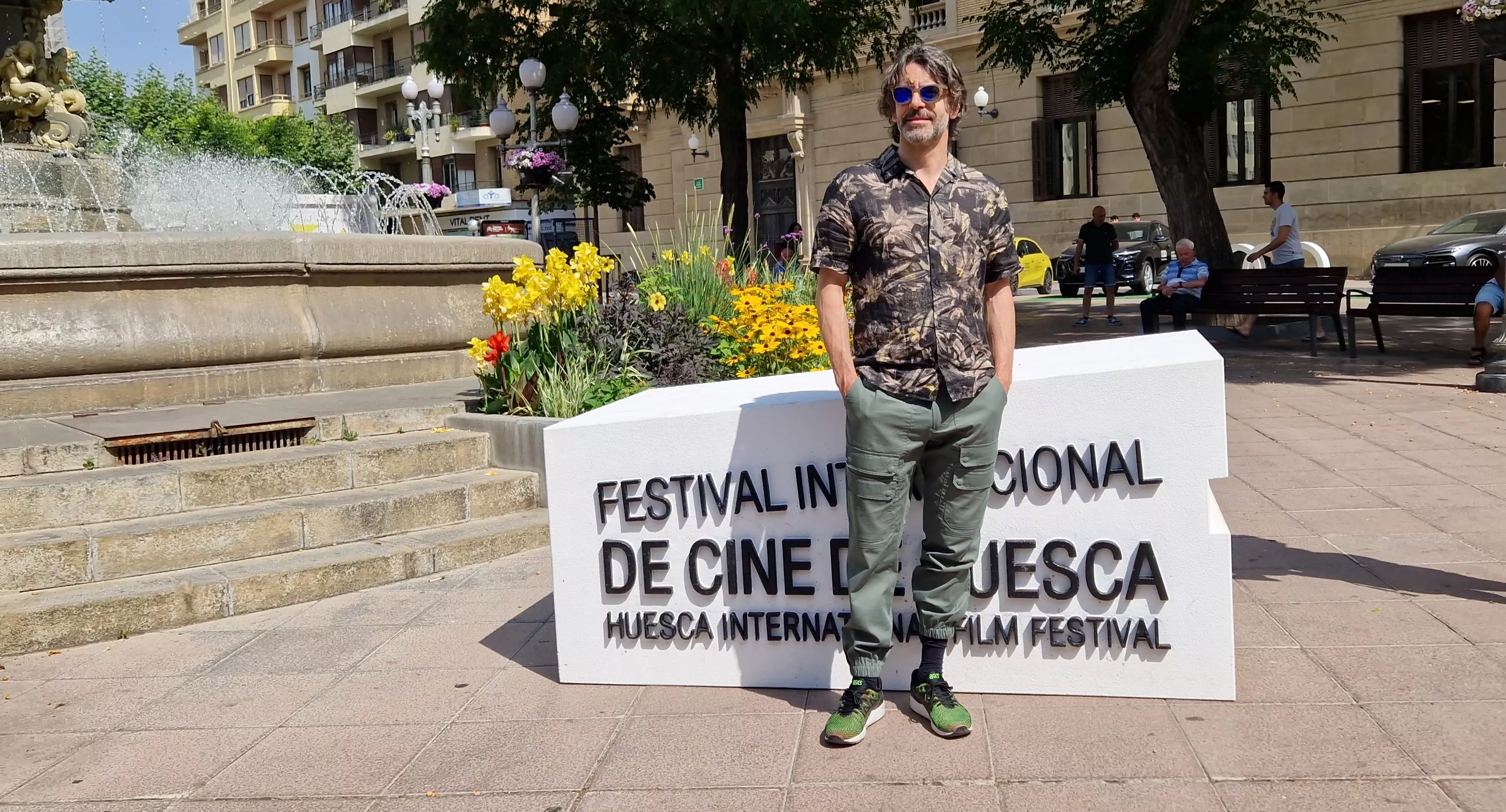 Eduardo Noriega. Equipo de "Parecido a un asesinato" en Huesca. Foto Myriam Martínez