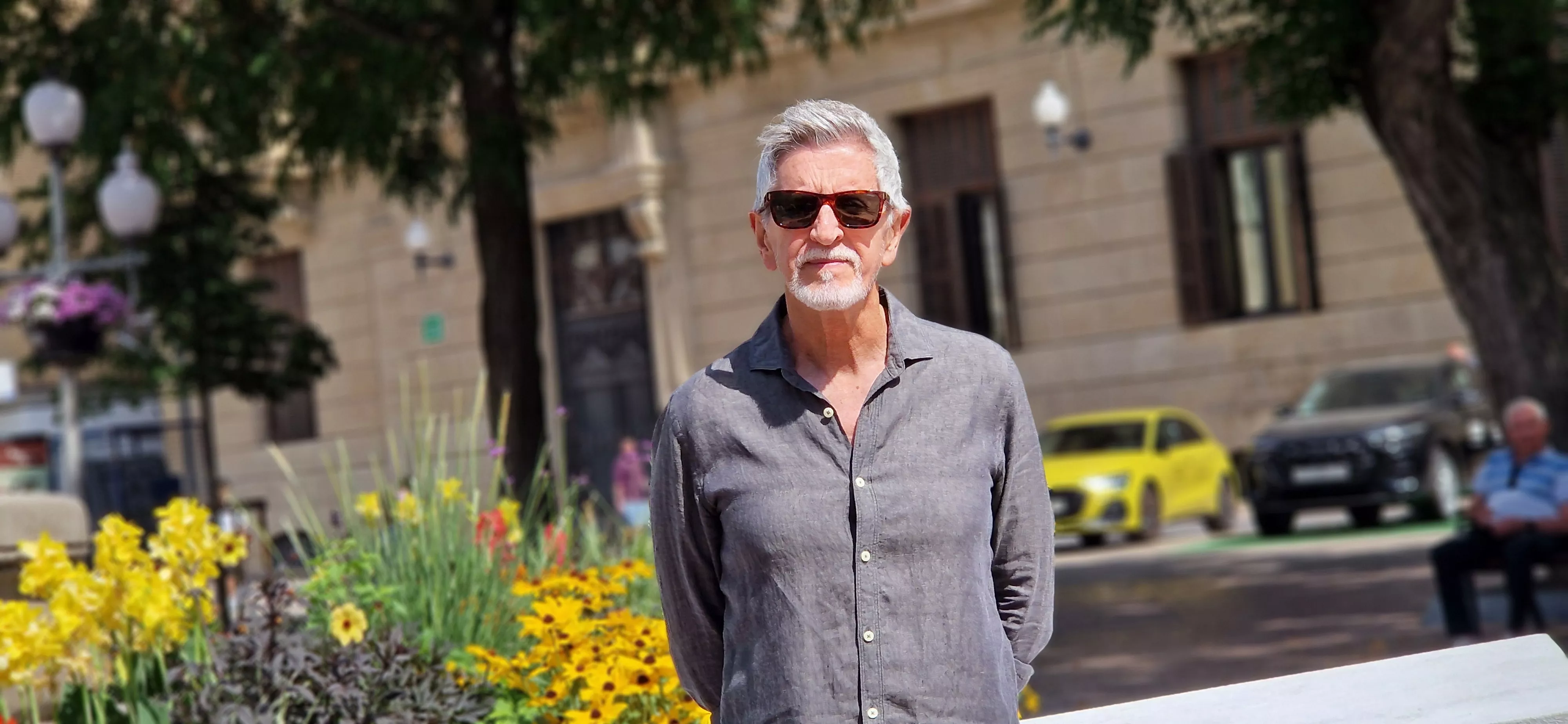 Antonio Hernández. Equipo de "Parecido a un asesinato" en Huesca. Foto Myriam Martínez