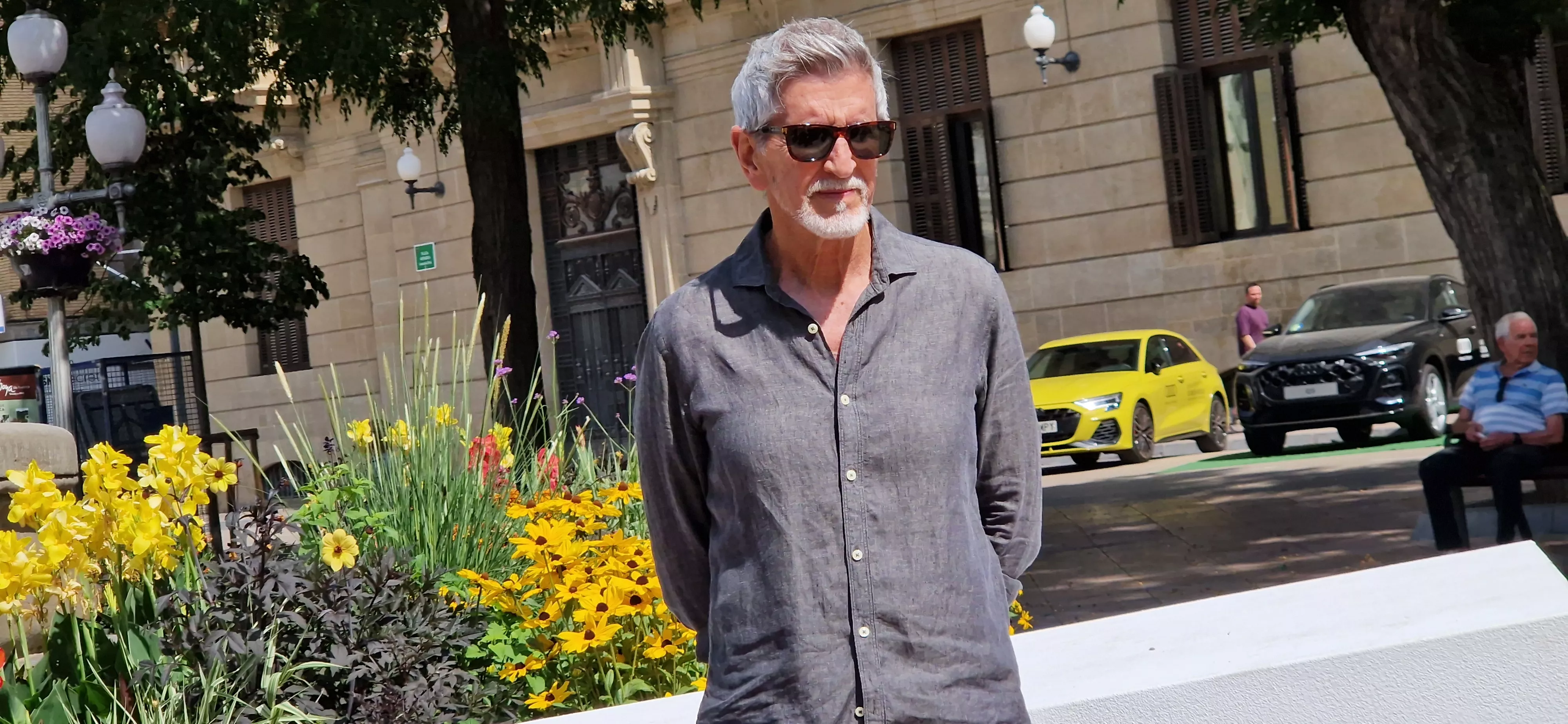 Antonio Hernández. Equipo de "Parecido a un asesinato" en Huesca. Foto Myriam Martínez