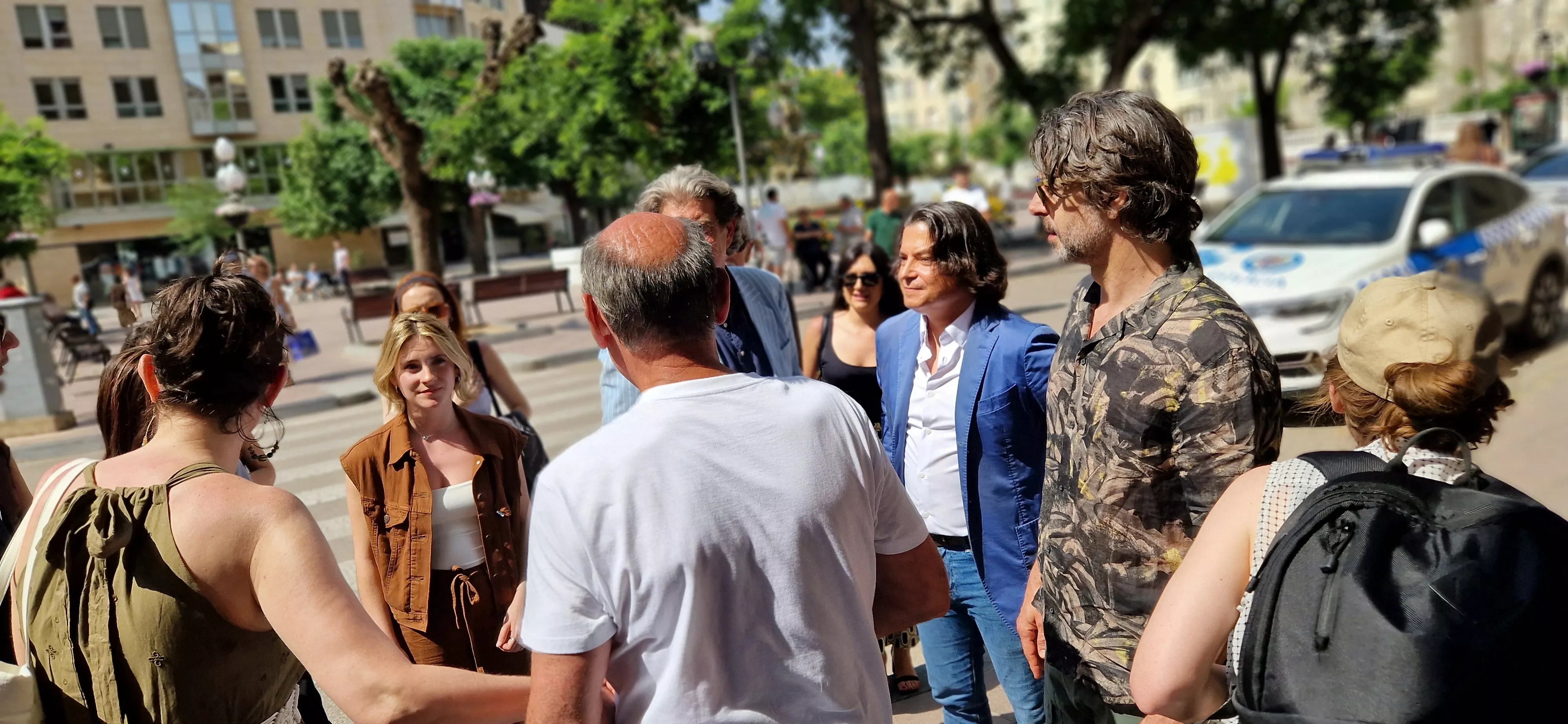 Equipo de "Parecido a un asesinato" en Huesca. Foto Myriam Martínez