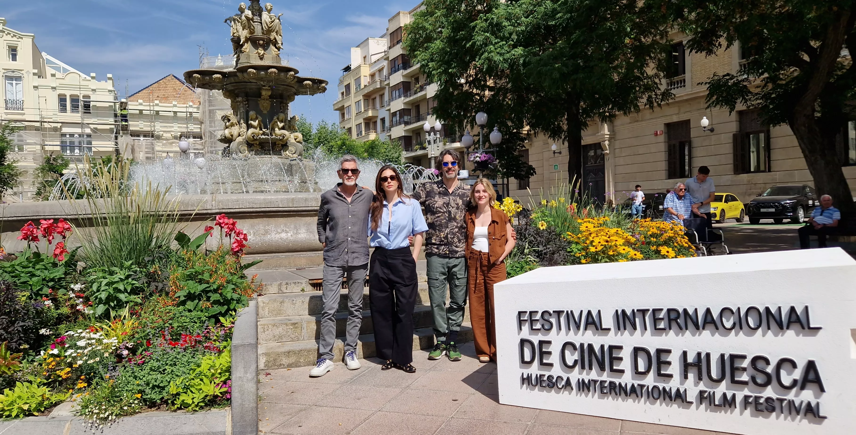 Antonio Hernández, Blanca Suárez, Eduardo Noriega y Claudia Mora en el Festival de Cine de Huesca. Foto Myriam Martínez