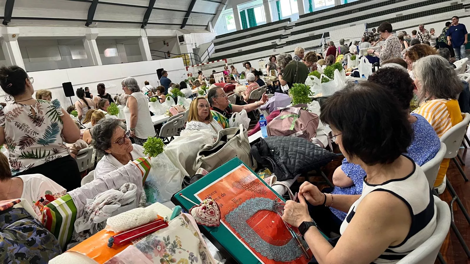 Encuentro de Bolillos Osca en el pabellón de deportes del parque. Foto Mercedes Manterola