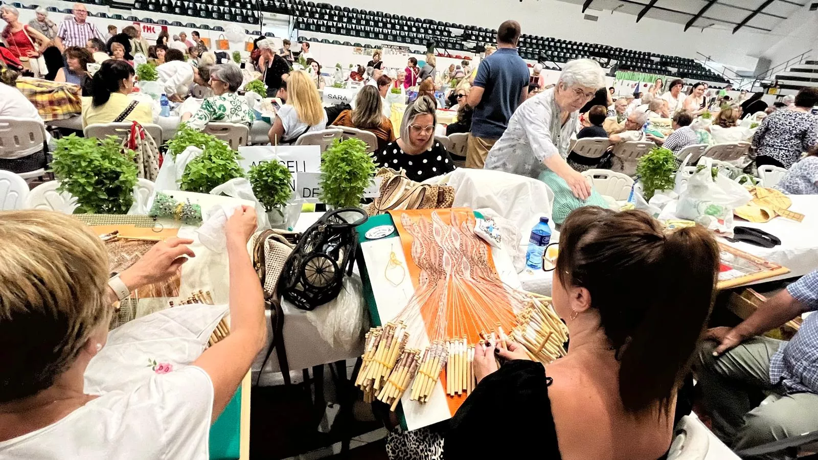 Encuentro de Bolillos Osca en el pabellón de deportes del parque. Foto Mercedes Manterola