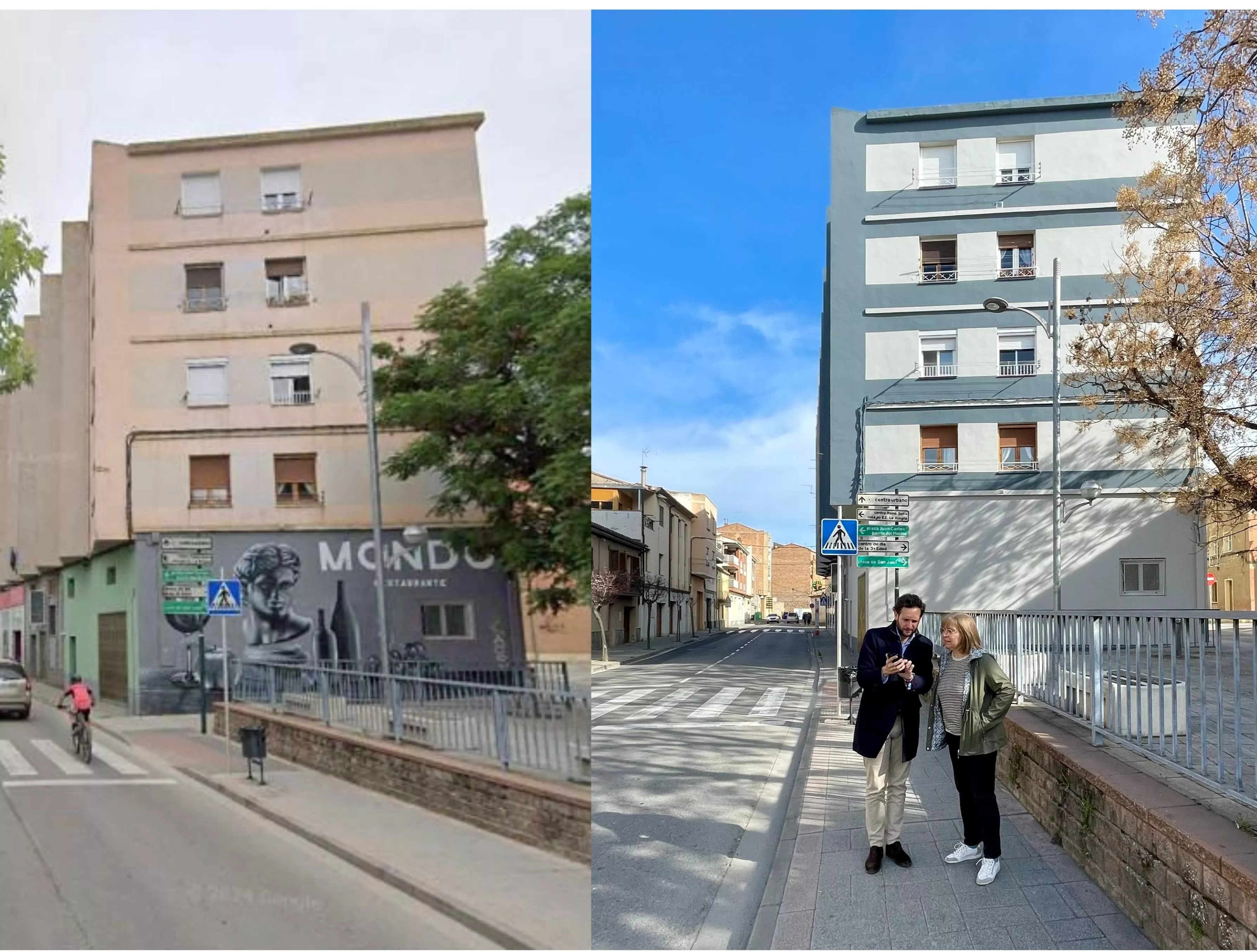 Foto de Archivo con el antes y después en una actuación con ayudas a la rehabilitación de fachadas.