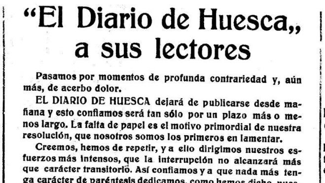 Último número de El Diario de Huesca el 15 de diciembre de 1936