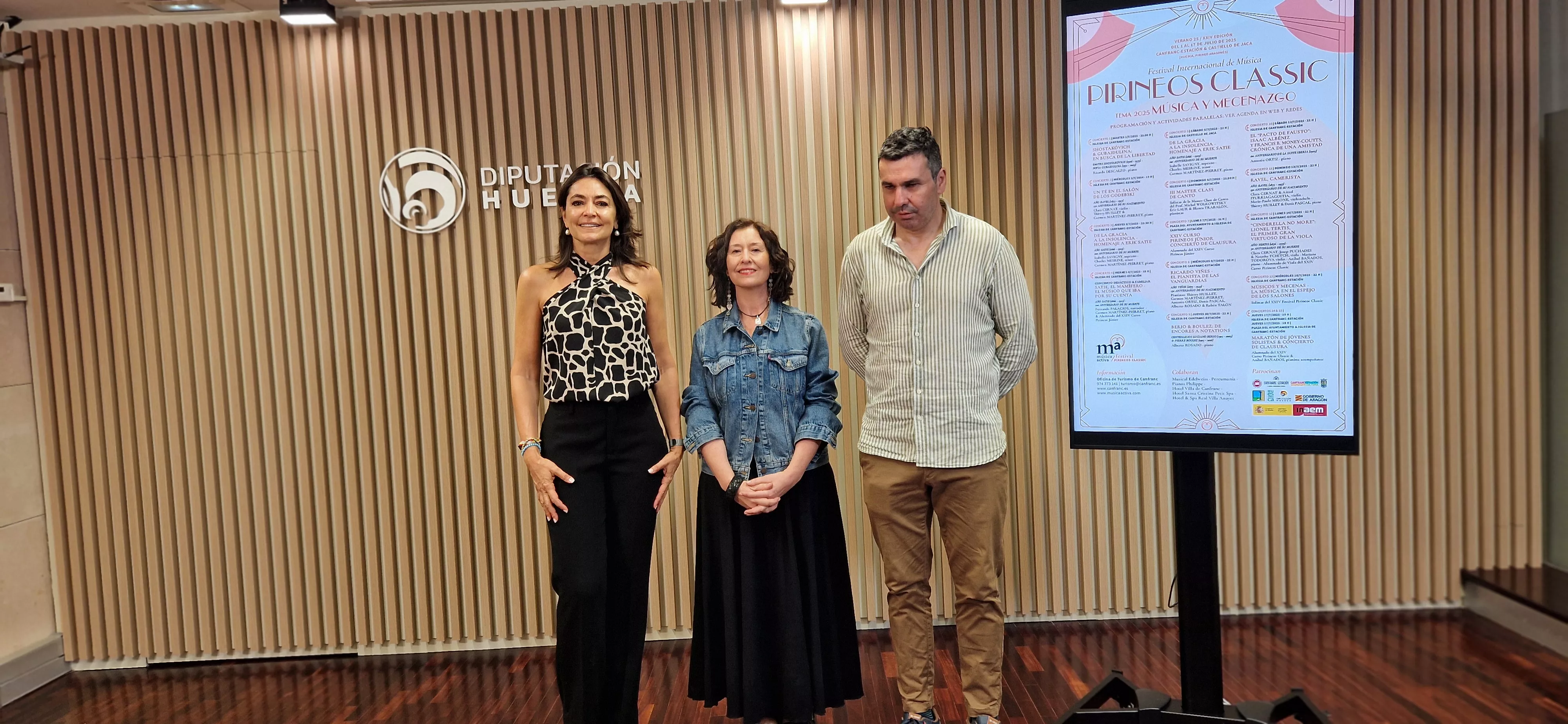 Celsa Rufas, Carmen Martínez y Fernando Sánchez han presentado los festivales Pirineos Classic y Jazzetania. Foto Myriam Martínez