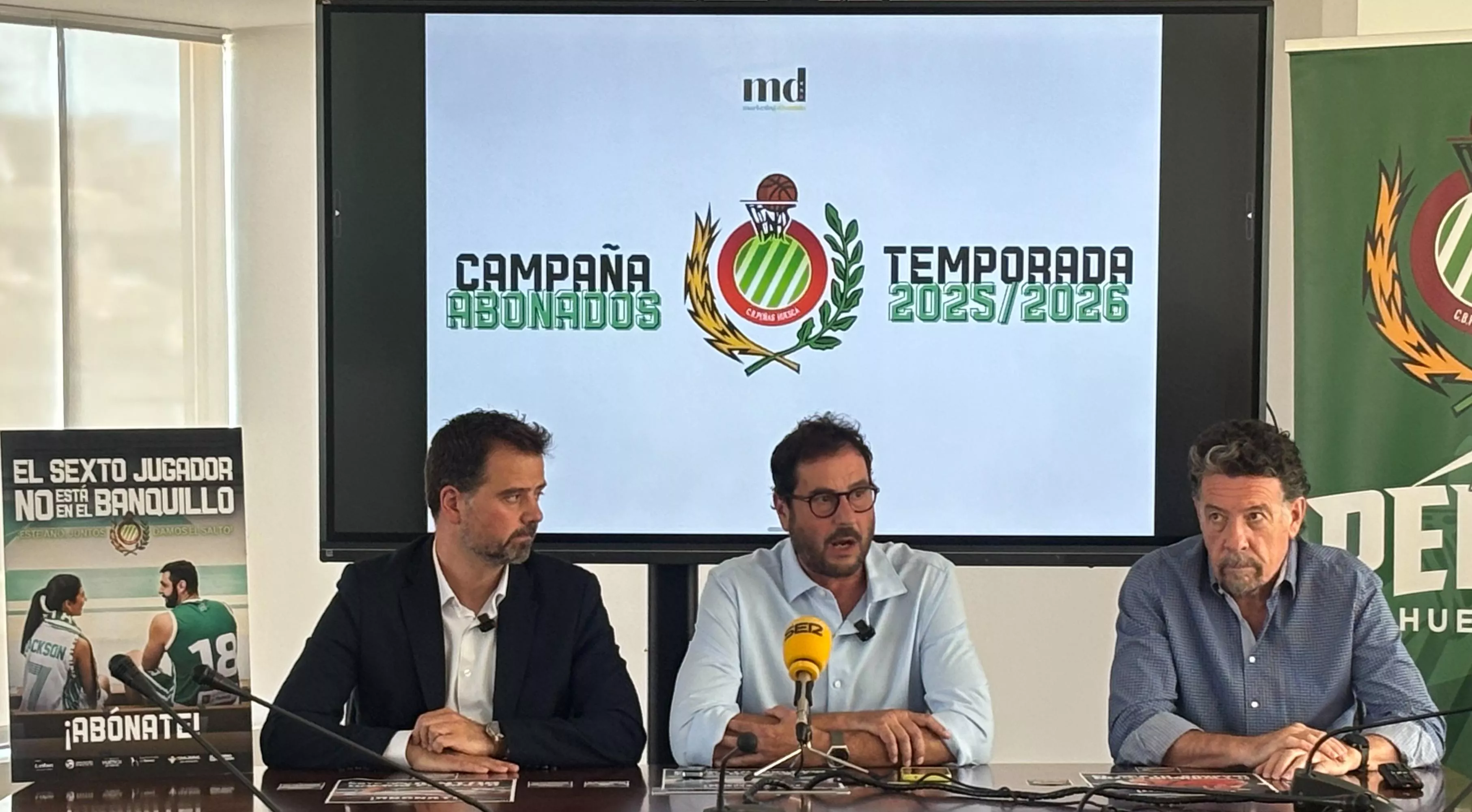 Jorge Laliena, Fernando Lascorz y Luis Périz en la campaña de presentación de socios de 2025 26
