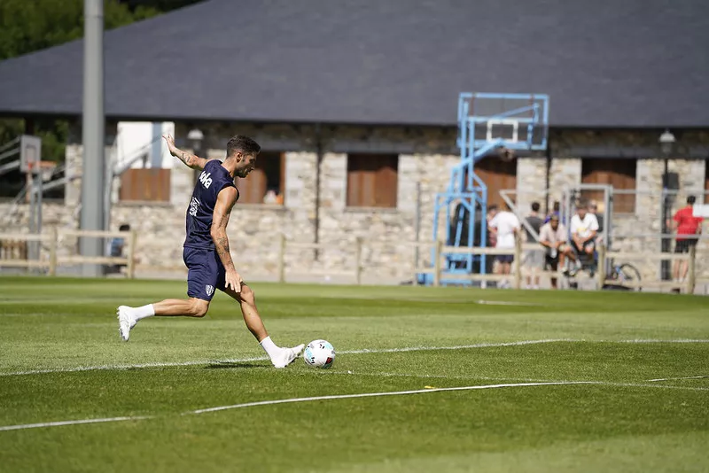 Primer entrenamiento de la SD Huesca en Benasque. Dani Vidal