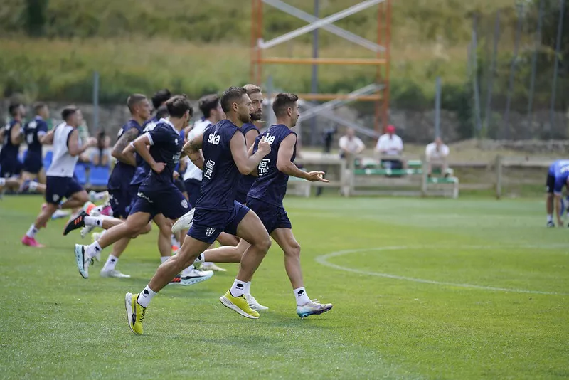 Primer entrenamiento de la SD Huesca en Benasque. Dani Vidal
