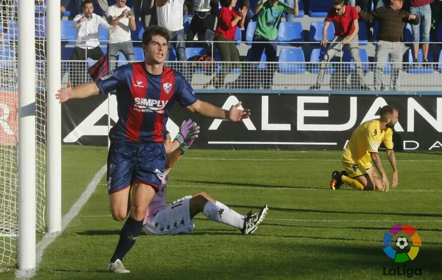 Gonzalo Melero celebra un gol con la SD Huesca. Foto: LaLiga