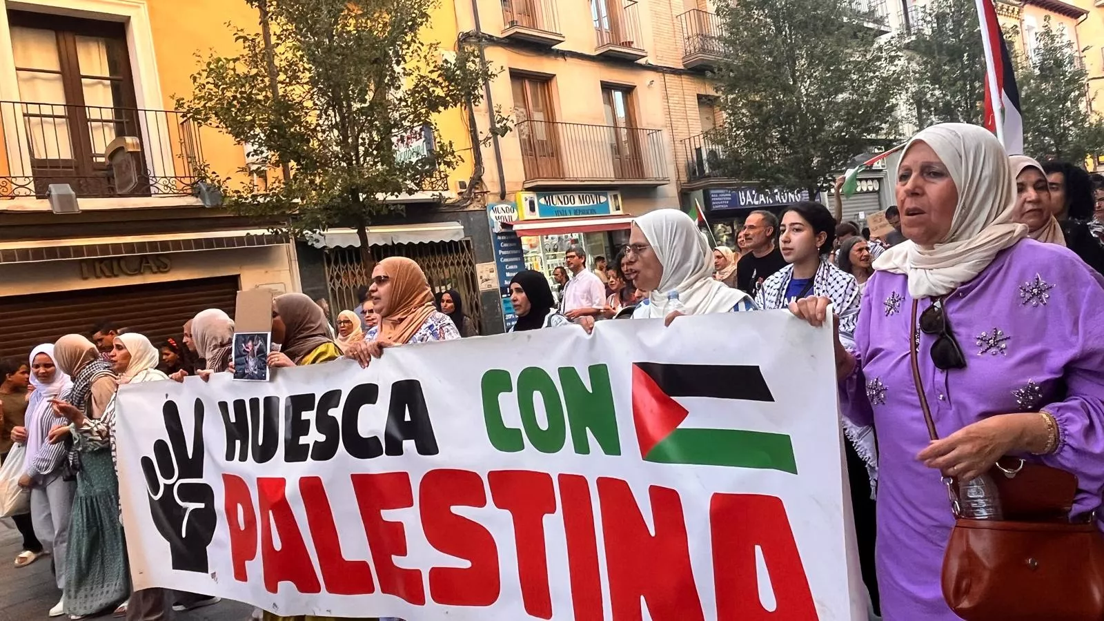 Manifestación en Huesca en solidaridad con Palestina. Foto Mercedes Manterola