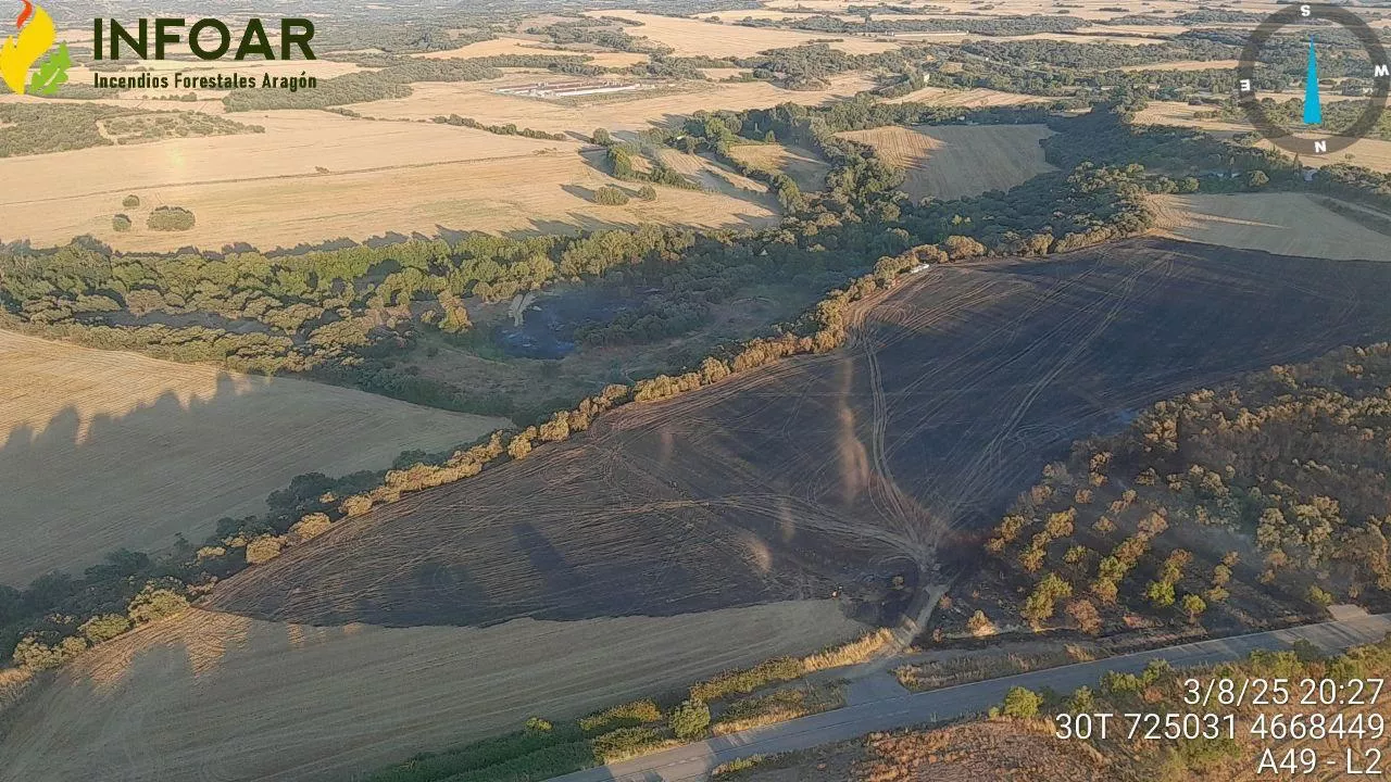 Superficie quemada en el término de Siétamo. Superficie quemada en el término de Siétamo.
