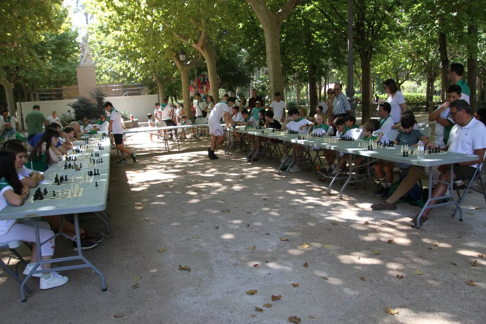 Imágenes de las partidas simultáneas de ajedrez en el Parque Miguel Servet. Foto: Neofato