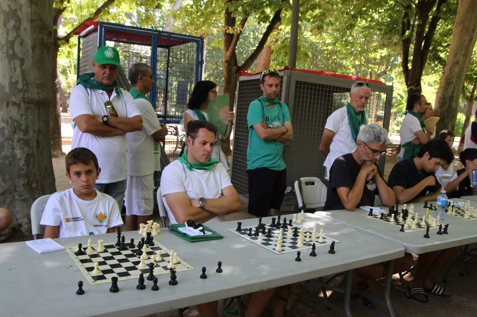 Imágenes de las partidas simultáneas de ajedrez en el Parque Miguel Servet. Foto: Neofato