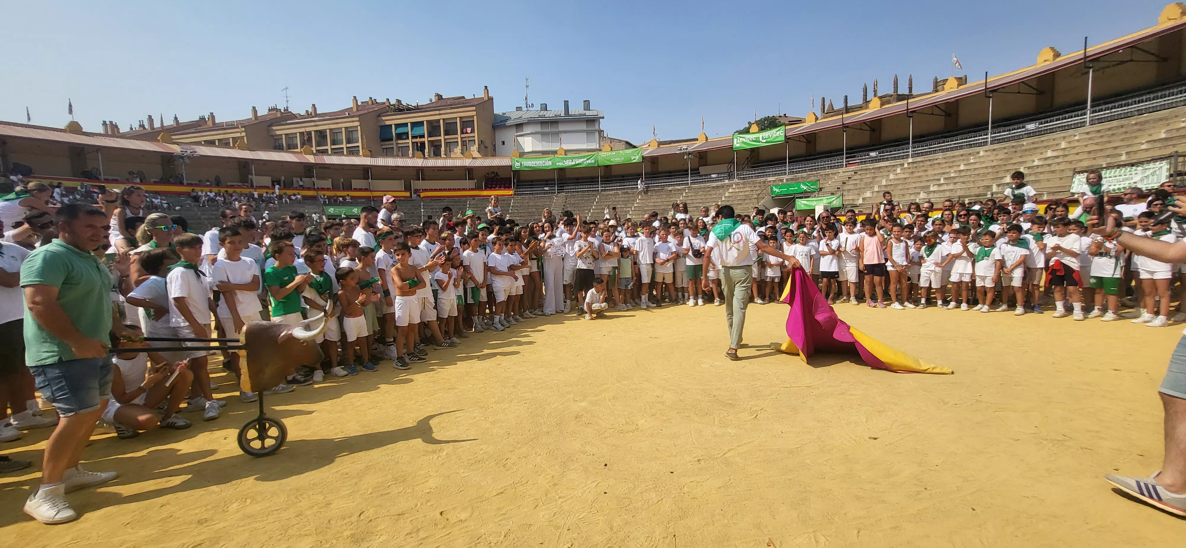 Encierro infantil con minibueyes en las fiestas de San Lorenzo. Foto Mercedes Manterola
