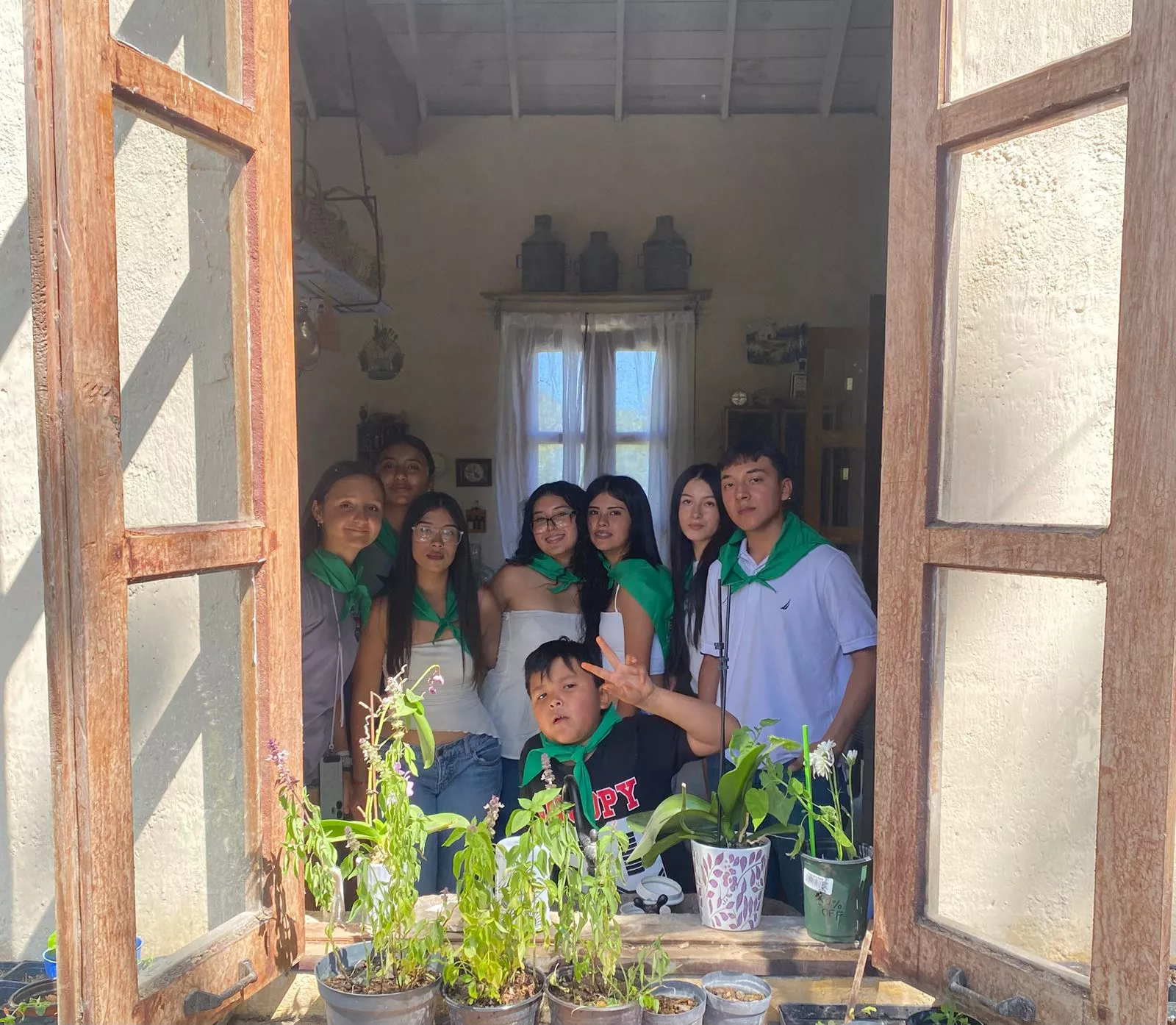 Foto previa a las fiestas de San Lorenzo de éste año, durante la visita de la familia Fernández Escartín de Huesca.. 