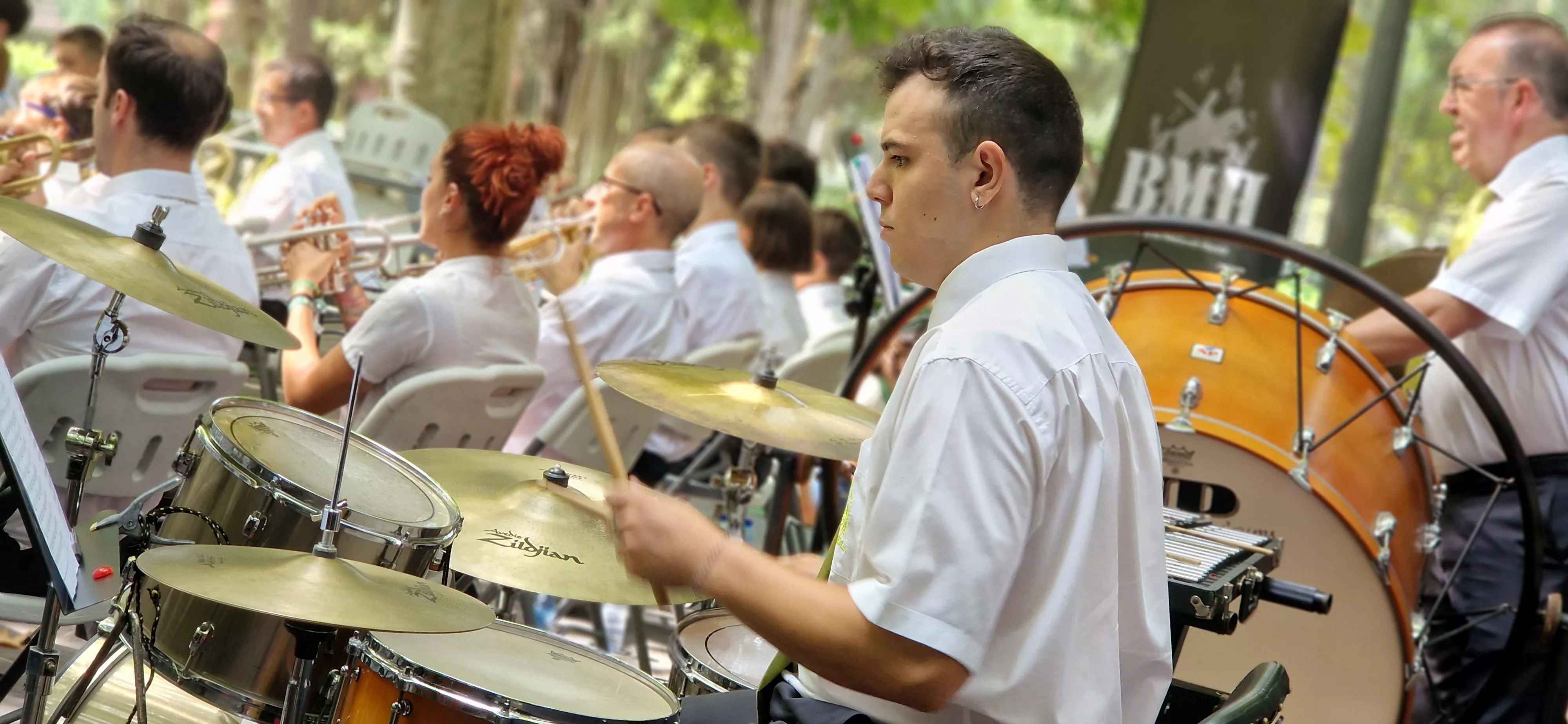 Actuación de la Banda de Música de Huesca en su 40 aniversario en las fiestas de San Lorenzo 2025. Foto Myriam Martínez