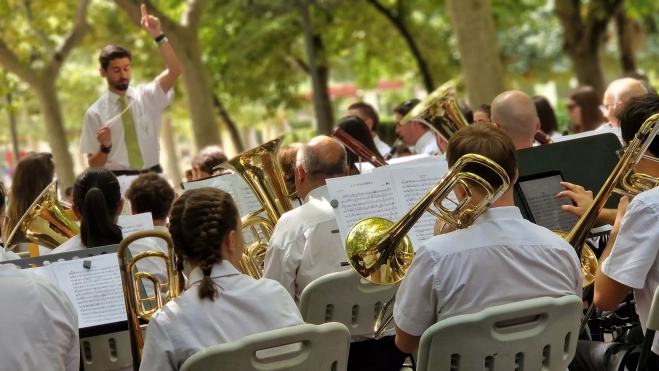 Actuación de la Banda de Música de Huesca en su 40 aniversario en las fiestas de San Lorenzo 2025. Foto Myriam Martínez Actuación de la Banda de Música de Huesca en su 40 aniversario en las fiestas de San Lorenzo 2025. Foto Myriam Martínez