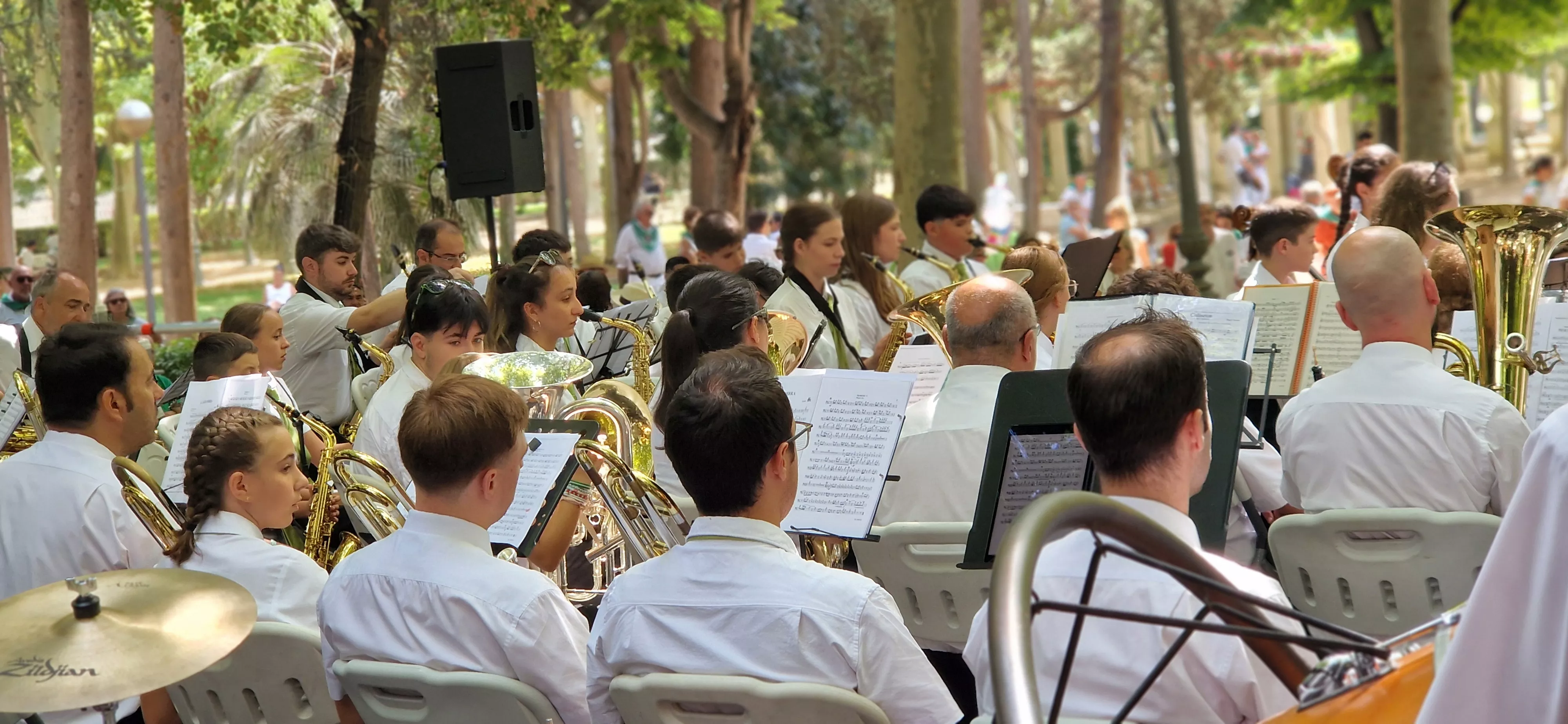 Actuación de la Banda de Música de Huesca en su 40 aniversario en las fiestas de San Lorenzo 2025. Foto Myriam Martínez