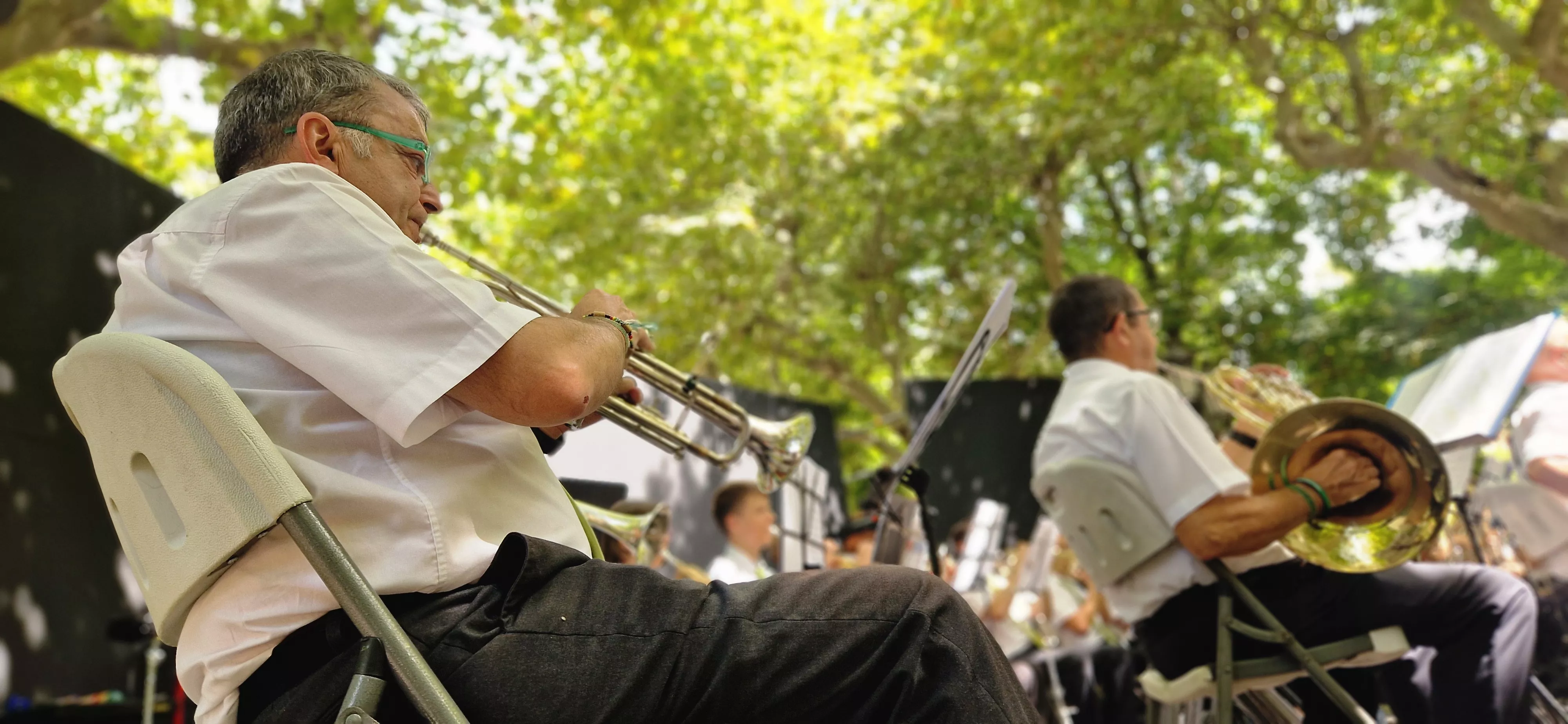 Actuación de la Banda de Música de Huesca en su 40 aniversario en las fiestas de San Lorenzo 2025. Foto Myriam Martínez