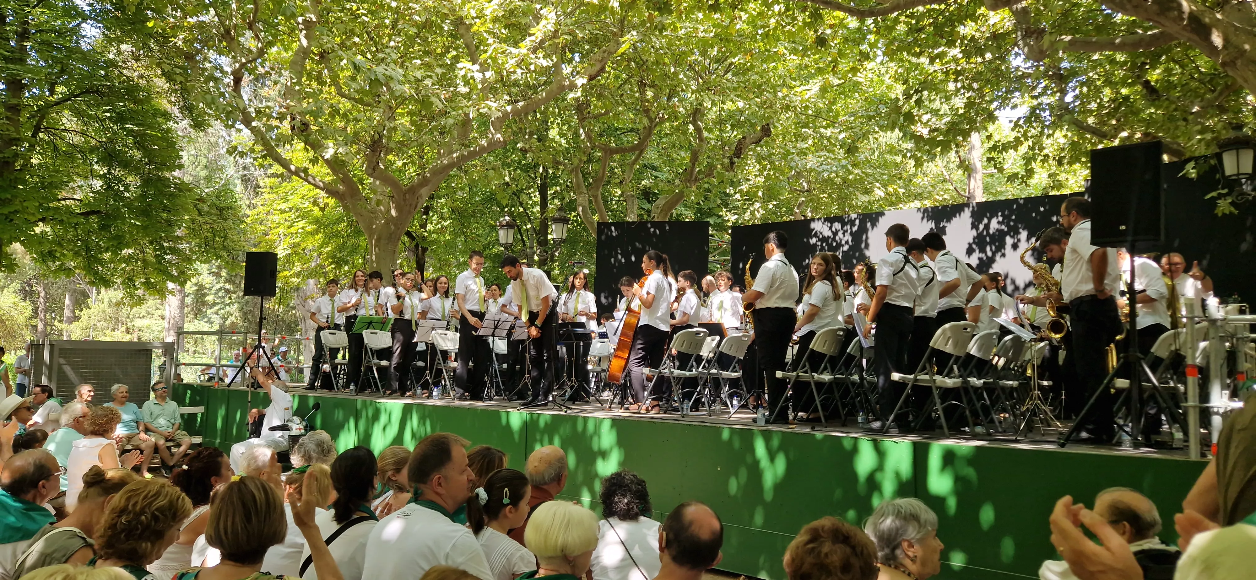 Actuación de la Banda de Música de Huesca en su 40 aniversario en las fiestas de San Lorenzo 2025. Foto Myriam Martínez