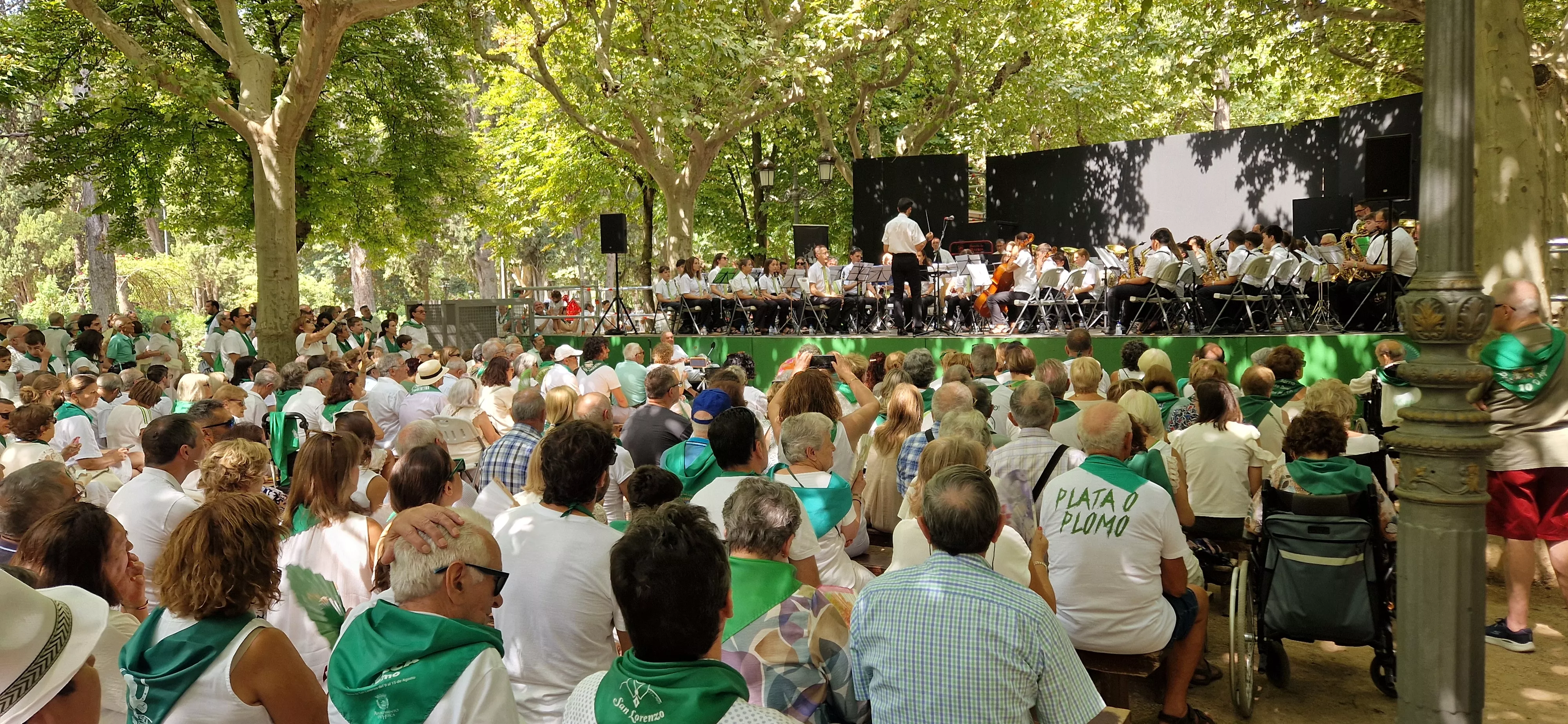 Actuación de la Banda de Música de Huesca en su 40 aniversario en las fiestas de San Lorenzo 2025. Foto Myriam Martínez