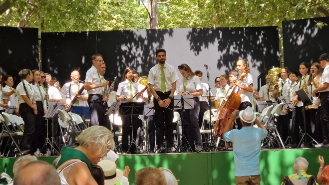 Actuación de la Banda de Música de Huesca en su 40 aniversario en las fiestas de San Lorenzo 2025. Foto Myriam Martínez Actuación de la Banda de Música de Huesca en su 40 aniversario en las fiestas de San Lorenzo 2025. Foto Myriam Martínez