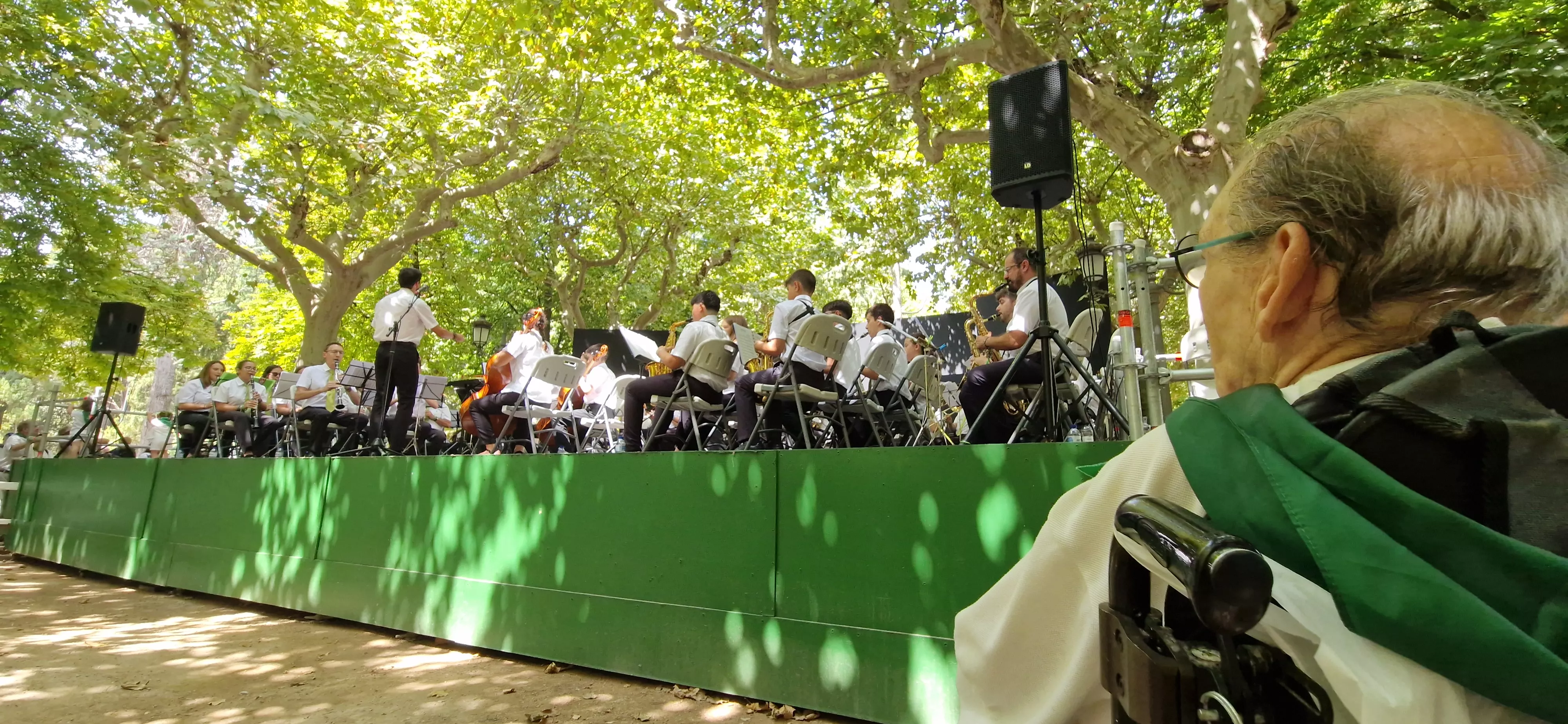 Actuación de la Banda de Música de Huesca en su 40 aniversario en las fiestas de San Lorenzo 2025. Foto Myriam Martínez