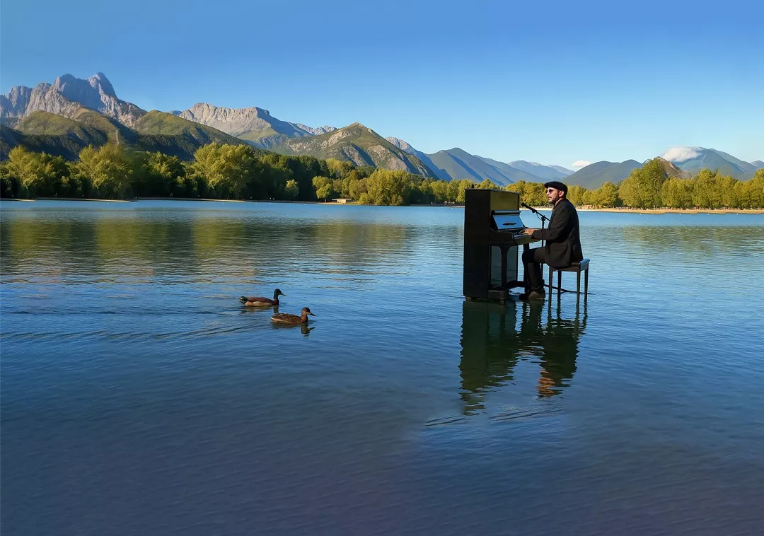 El piano flotante aterriza en La Sotonera y el Balneario de Panticosa con un recital de música cubana.