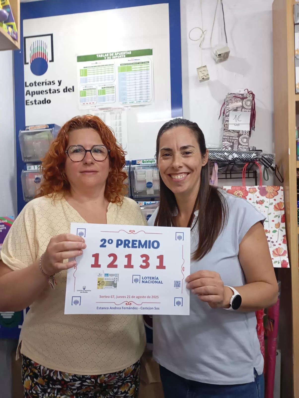 El establecimiento de Andrea Fernández (izquierda) ha vendido el segundo premio en Castejón de Sos.