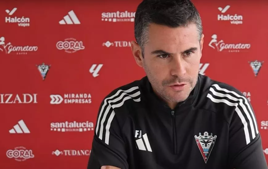 Fran Justo, durante la rueda de prensa previa al partido contra el Huesca.