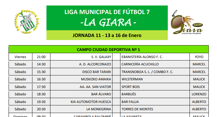  jornada 11 de la Liga Municipal de Fútbol 7