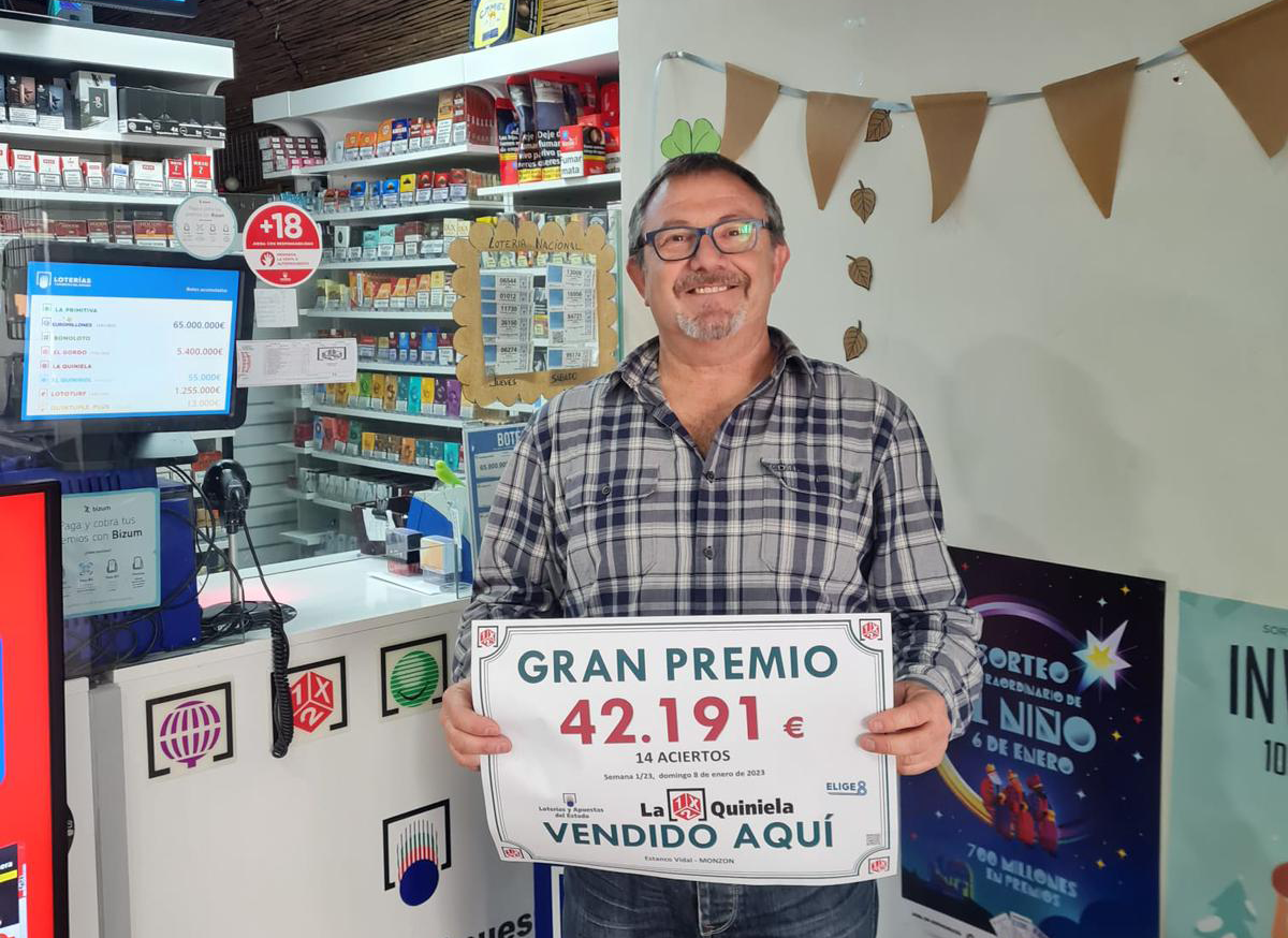 El estanco Vidal de Monzón sella una quiniela con un premio de 42.000 euros