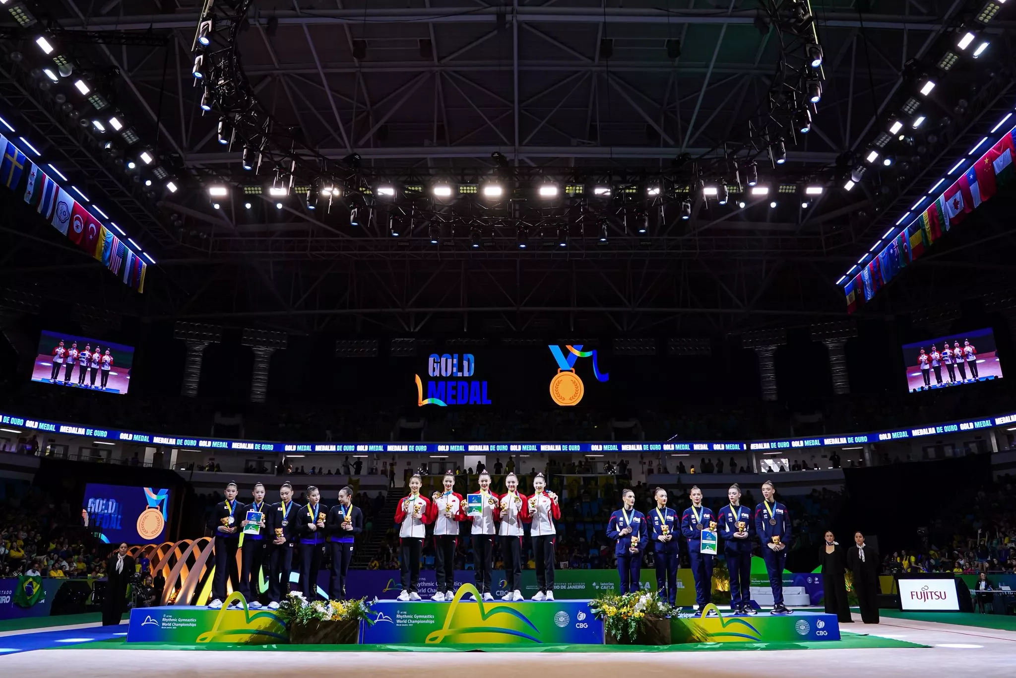  Inés Bergua y España en las finales de 5 cintas y Mixto del Mundial. Foto RFEG