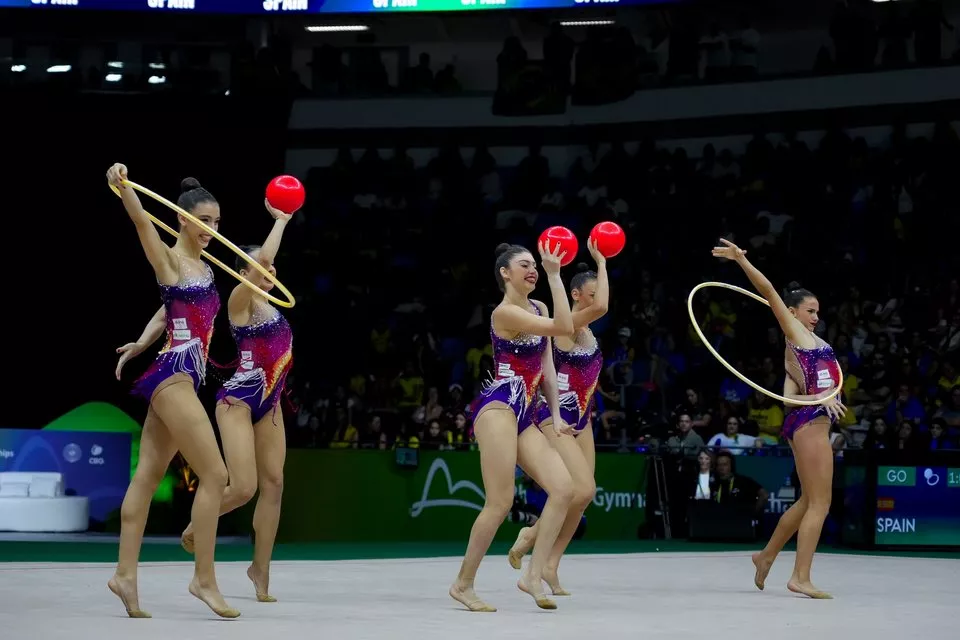  Inés Bergua y España en las finales de 5 cintas y Mixto del Mundial. Foto RFEG