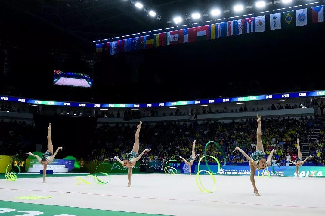  Inés Bergua y España en las finales de 5 cintas y Mixto del Mundial. Foto RFEG
