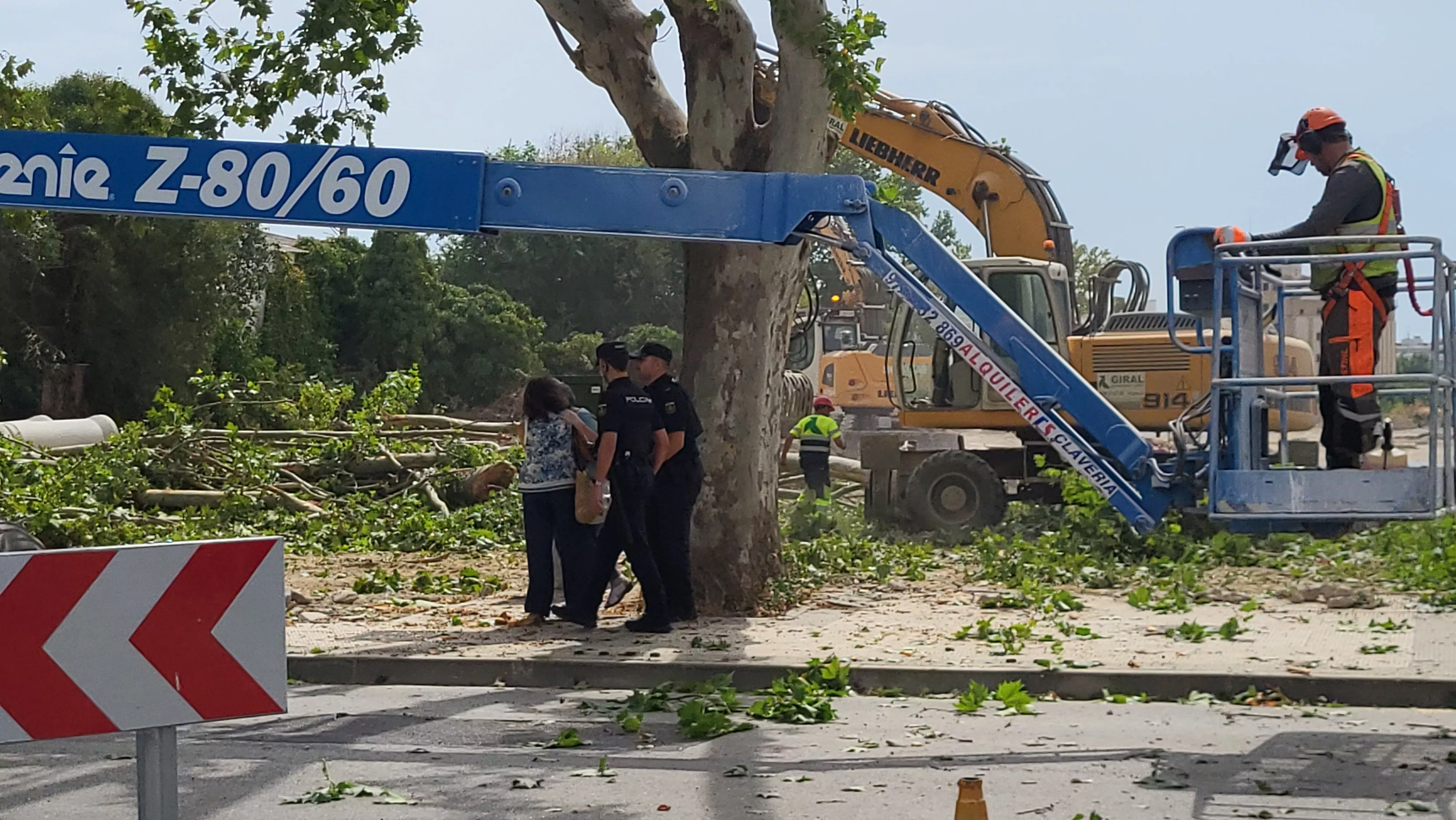Protesta vecinal por la tala de dos plátanos en Huesca. Foto Mercedes Manterola