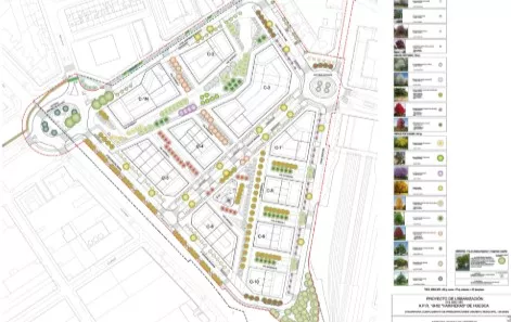 Plano del arbolado del Polígono Harineras