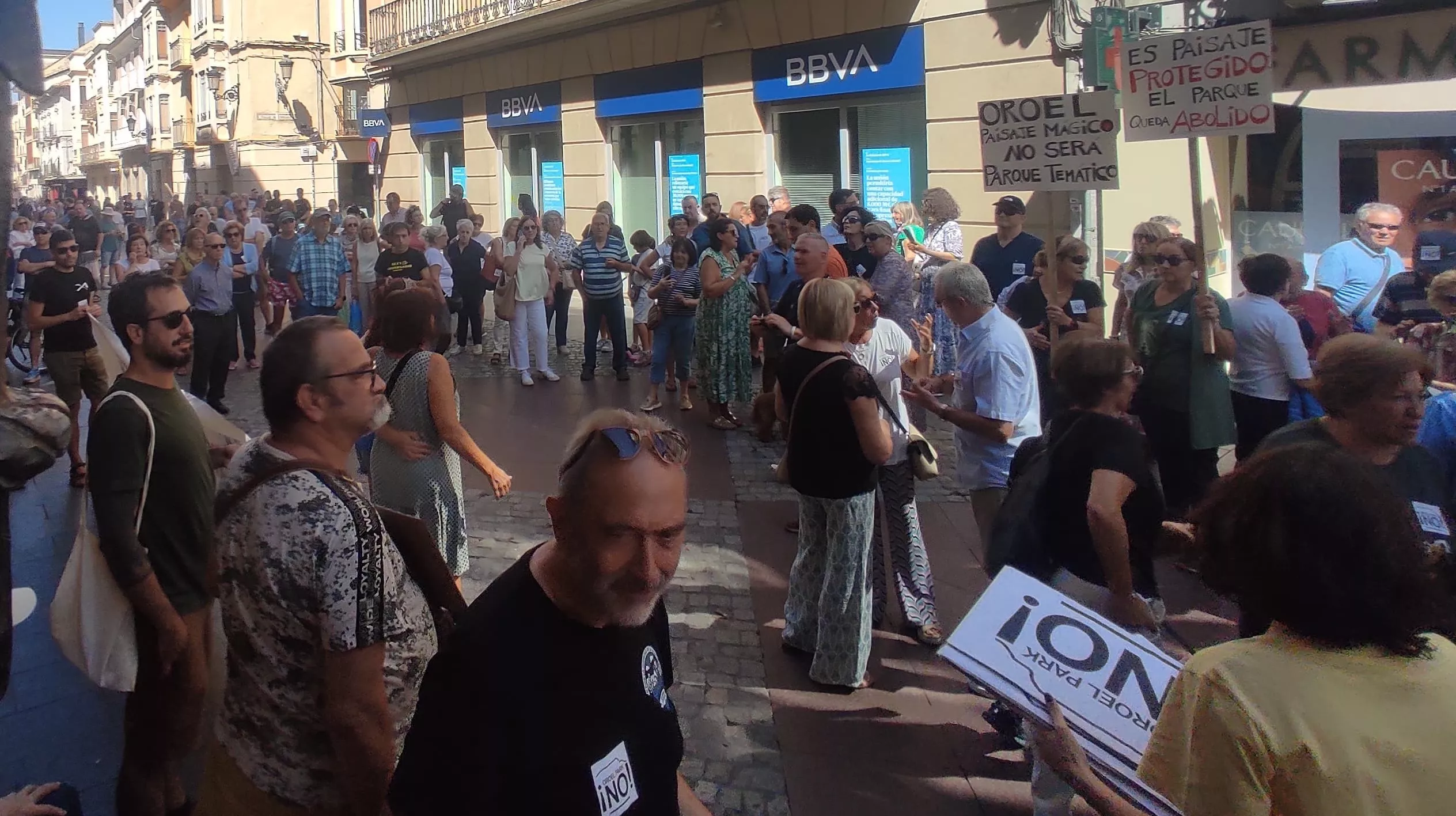 Medio millar de personas claman en Jaca contra el proyecto Oroel Park.