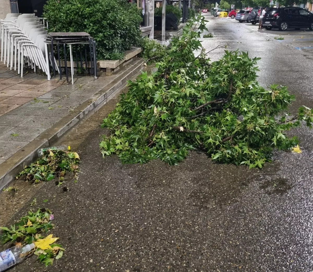 Daños causados por una fuerte tormenta en Binéfar.