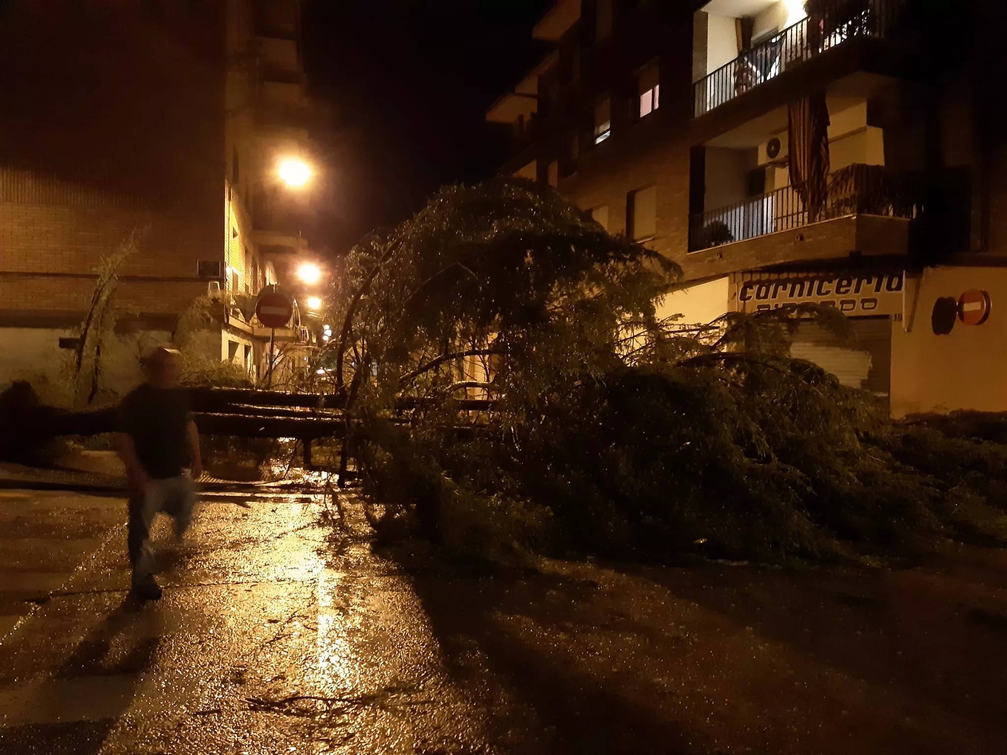 Daños causados por una fuerte tormenta en Binéfar.