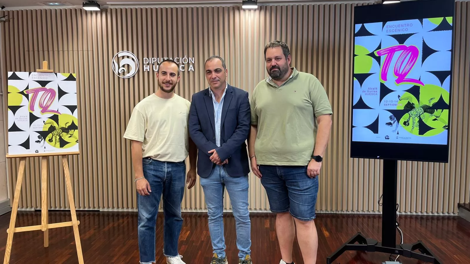  Pablo Pérez, José Eugenio Marín y Carlos Sampériz en la presentación del Encuentro Escénico Tierras de Qala’t. Foto Mercedes Manterola 